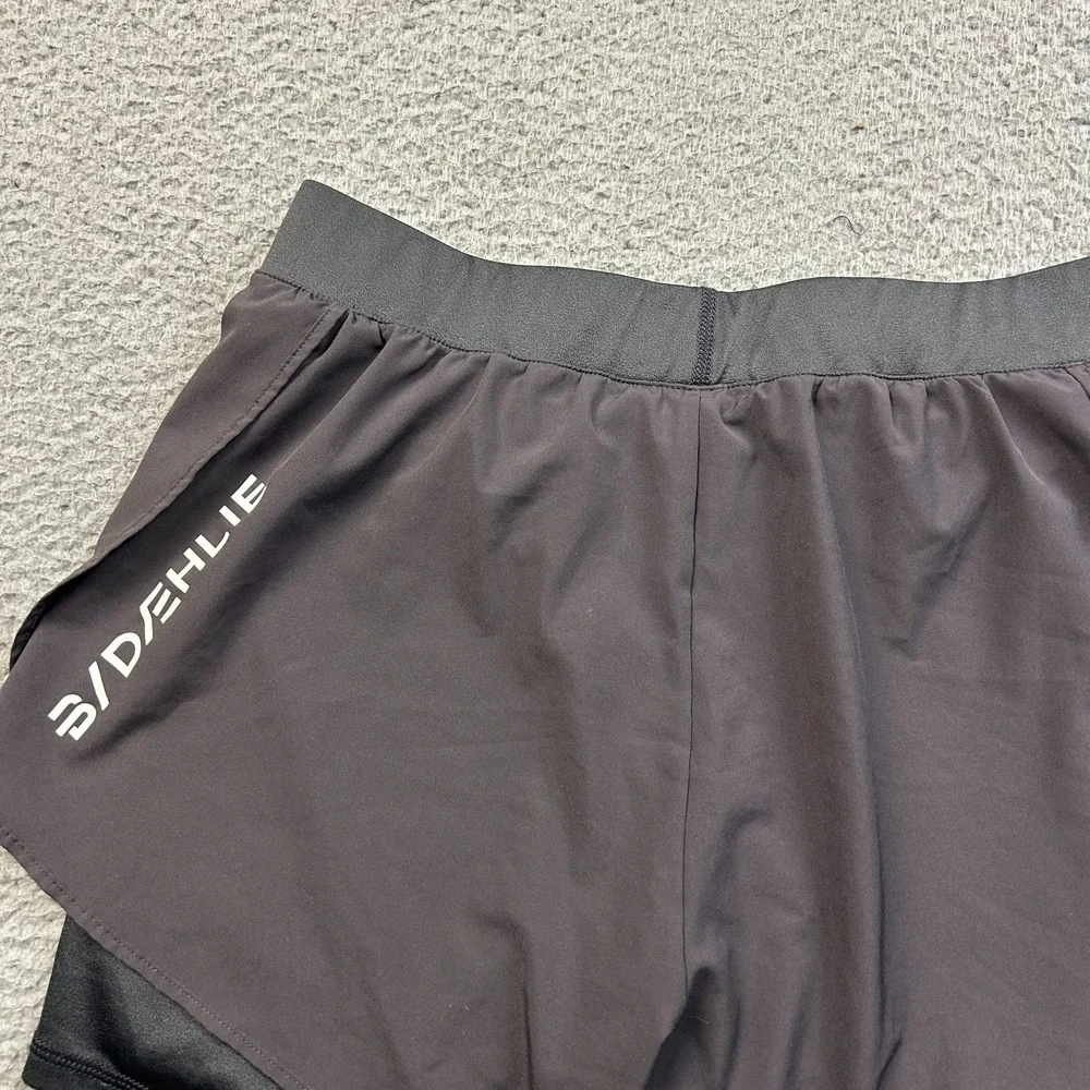Bjorn Daehlie Womens Oxygen 2-in-1 Running Shorts Obsidian Gray Athletic Size M